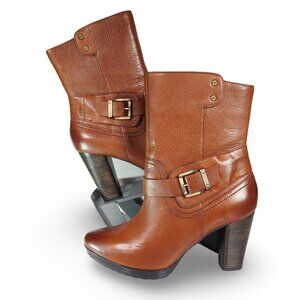 Clarks Indigo Lida Sayer Leather Heeled Boots Women's 11M Brown 64504